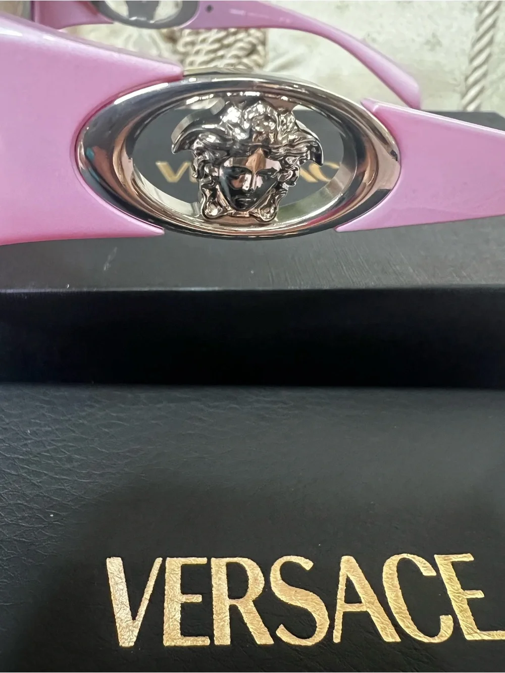 Versace VE4485 Pink Rose Gold Mirror Cat Eye Sunglasses 59mm New